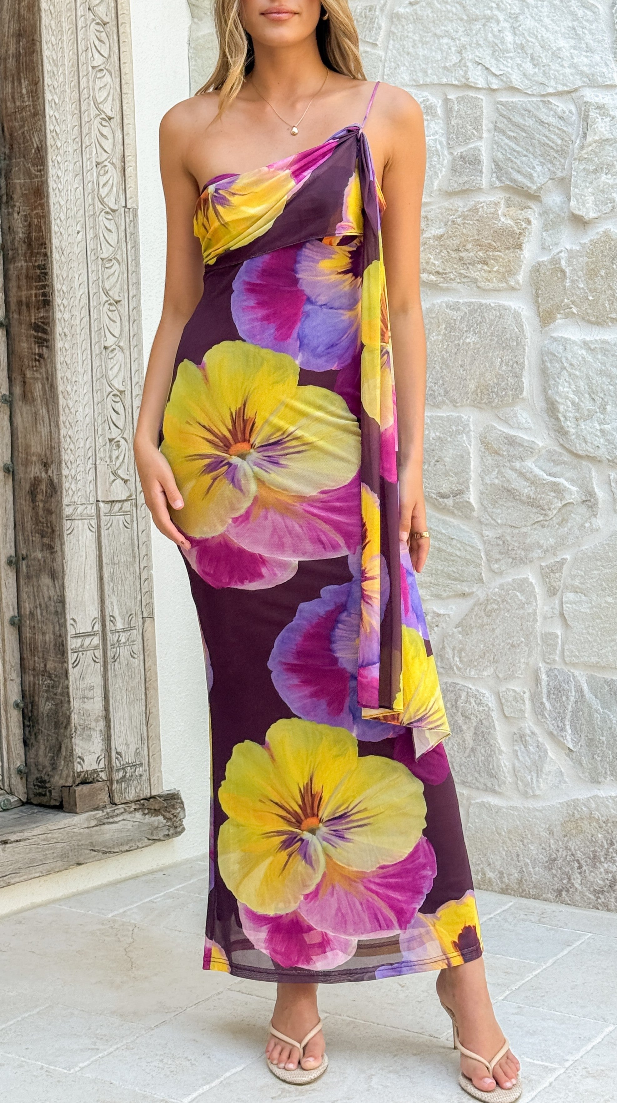 Haviana Maxi Dress - Purple/Yellow Floral - Billy J