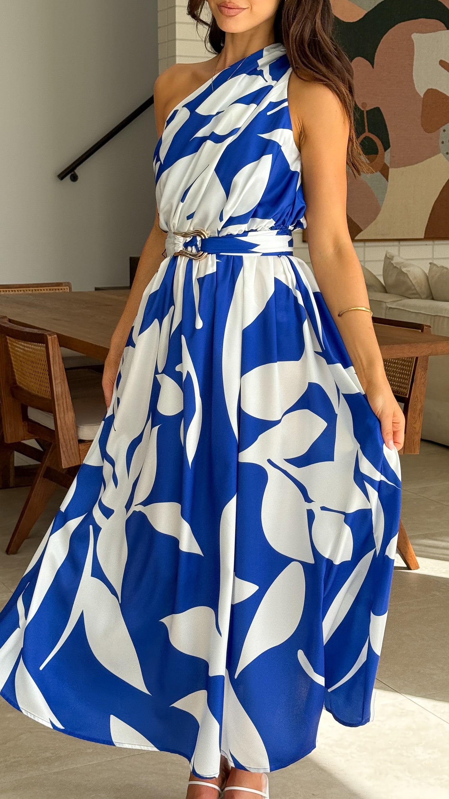 Hadas Maxi Dress - Cobalt/White Print - Billy J
