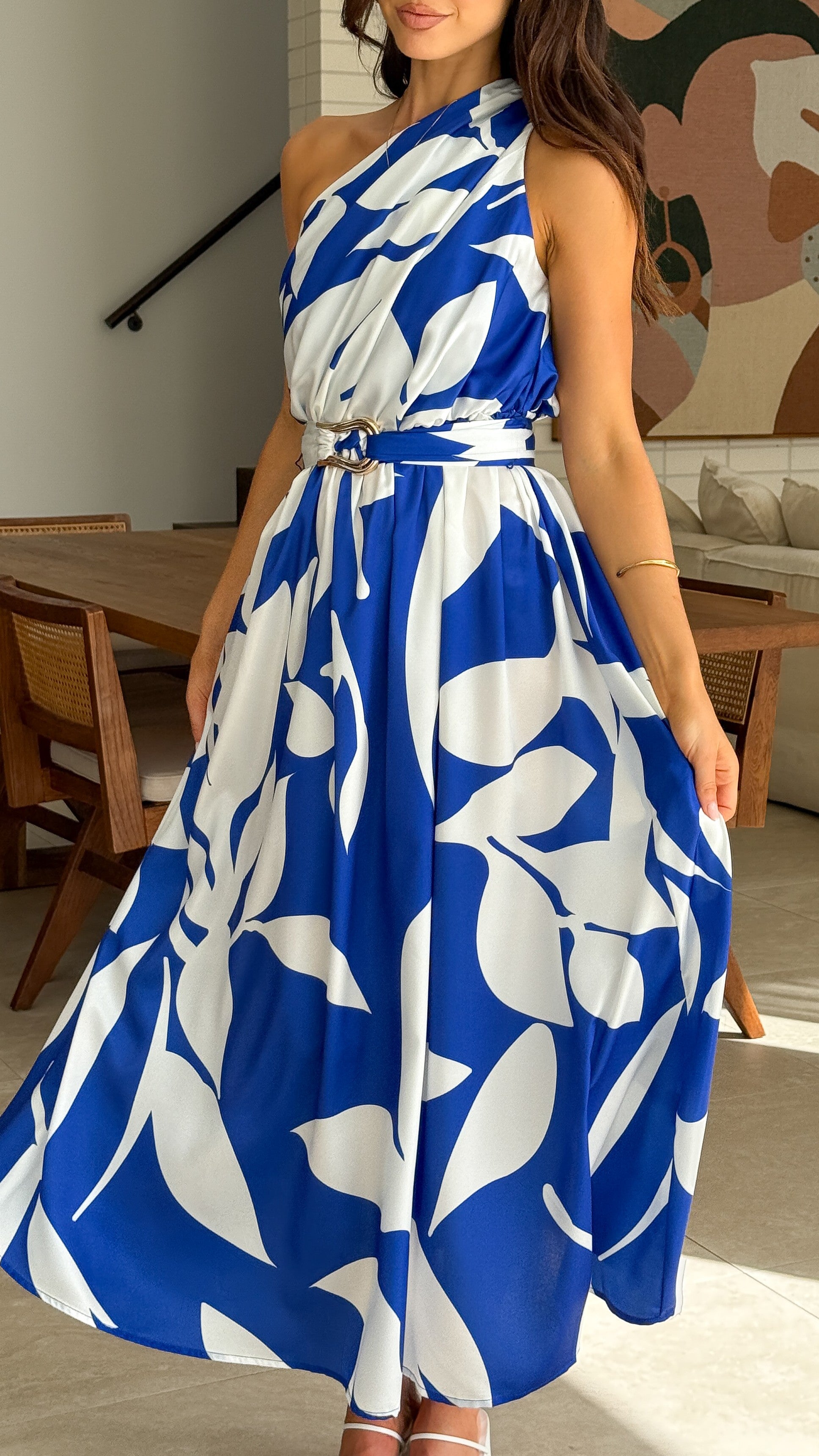 Hadas Maxi Dress - Cobalt/White Print - Billy J