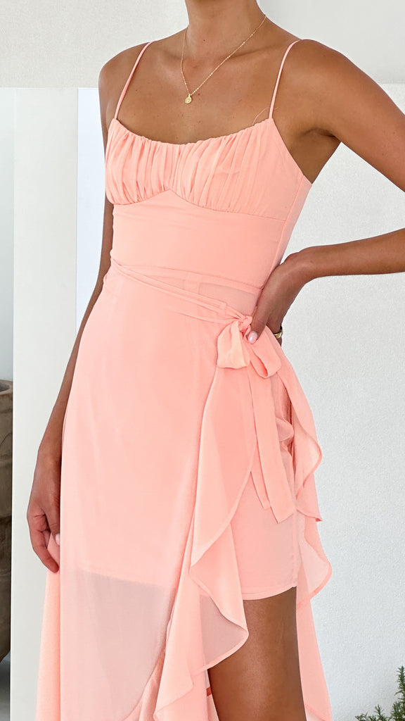 Caliste Midi Dress - Peach - Billy J