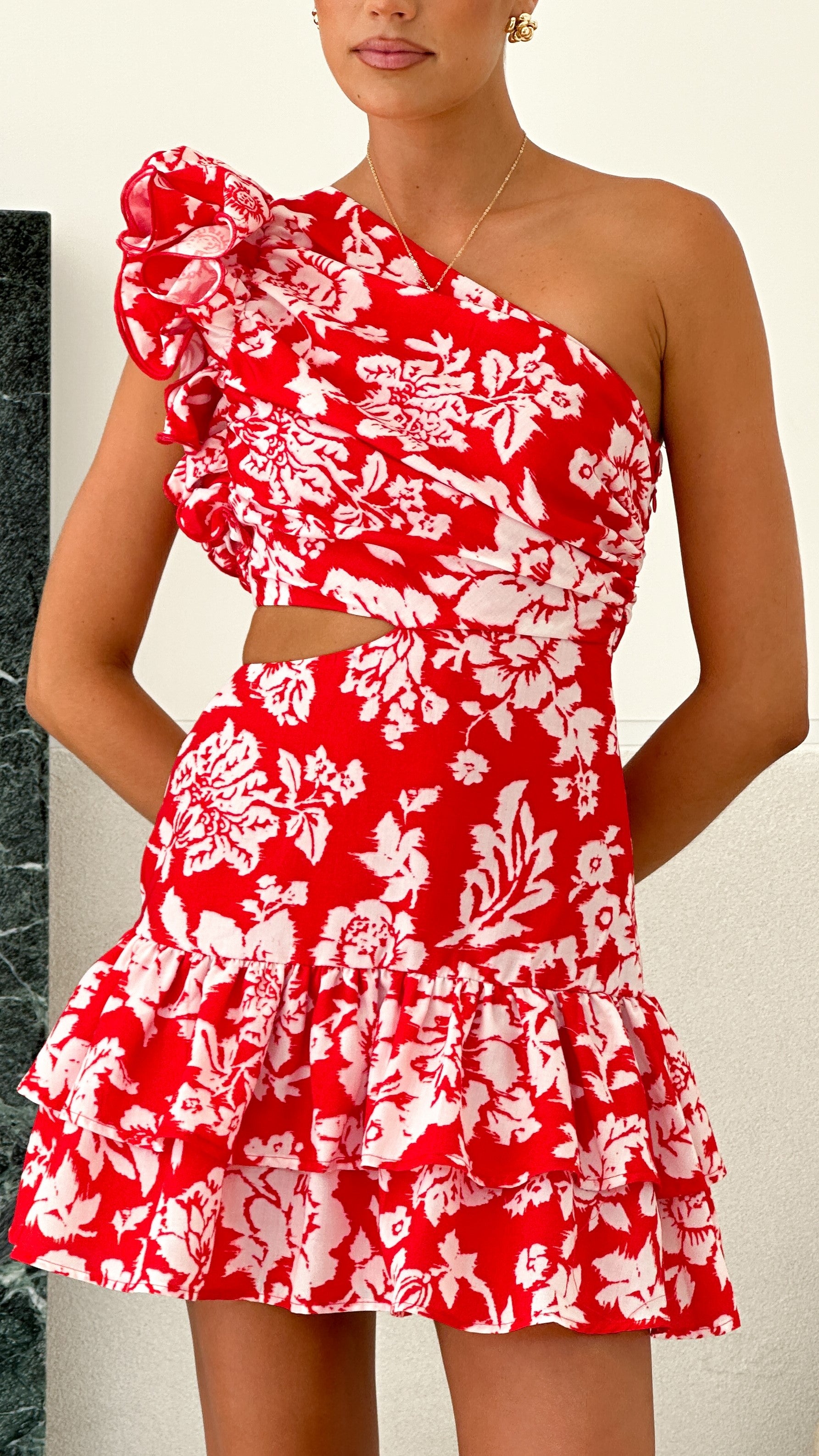 Sumi Mini Dress - Red Floral - Billy J