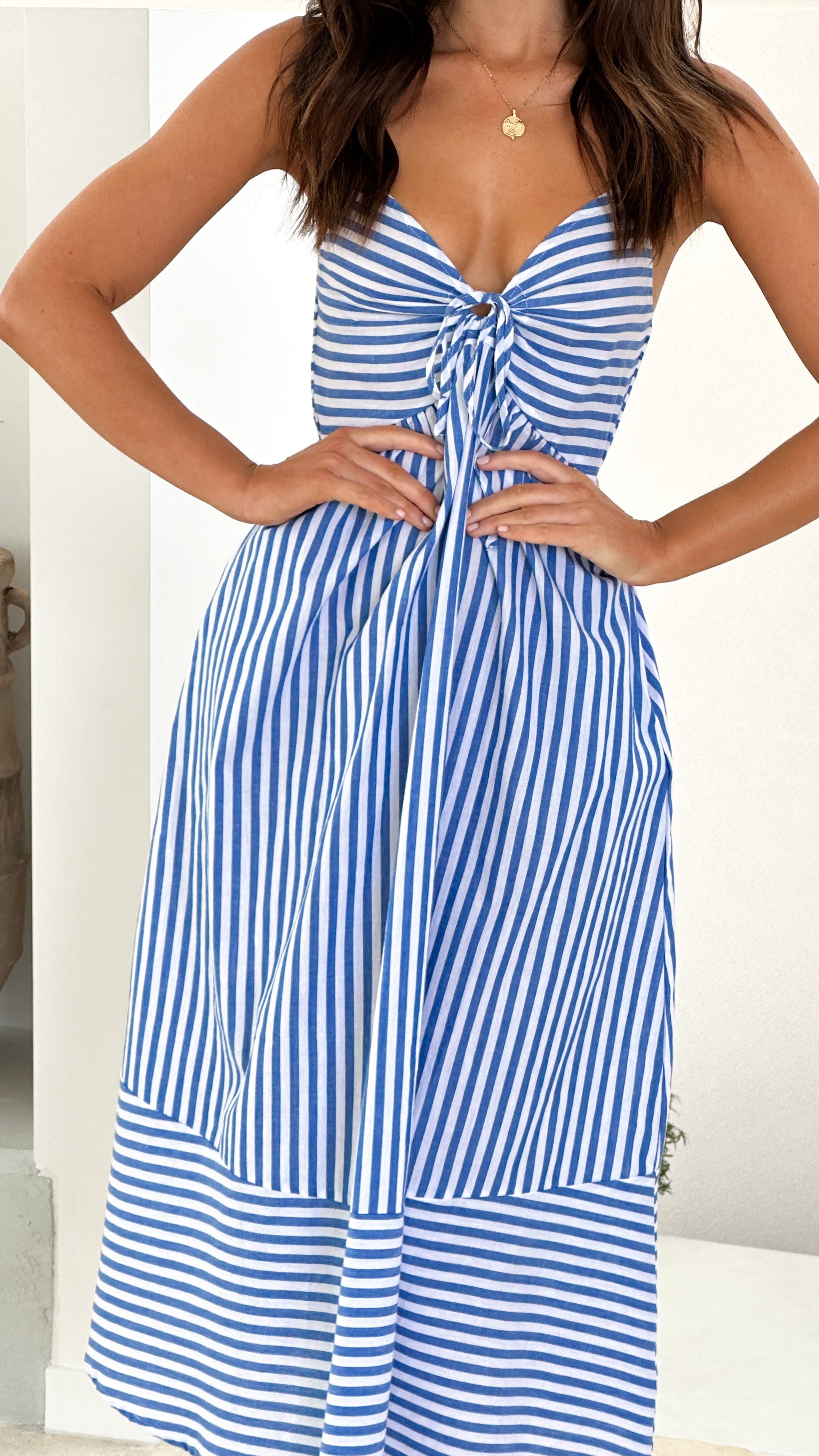 Manon Midi Dress - Blue Stripe - Billy J