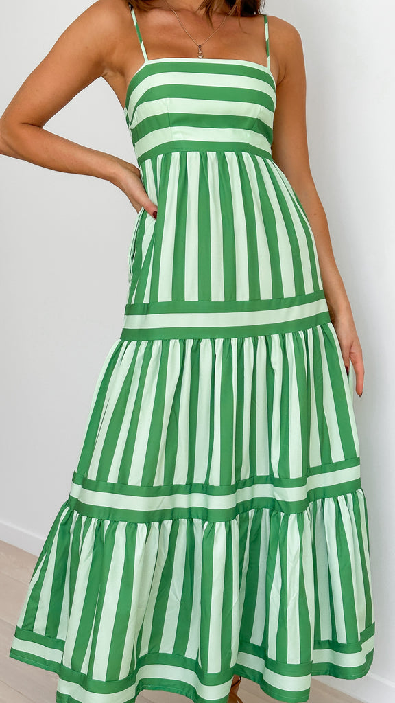 Terrah Maxi Dress - Green Stripe - Billy J
