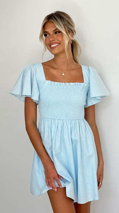 Load image into Gallery viewer, Molly Mini Dress - Sky Blue - Billy J
