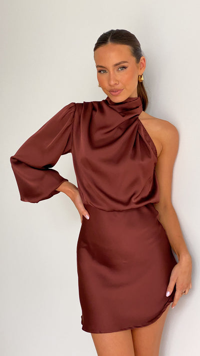 Load image into Gallery viewer, Lissy Mini Dress - Chocolate

