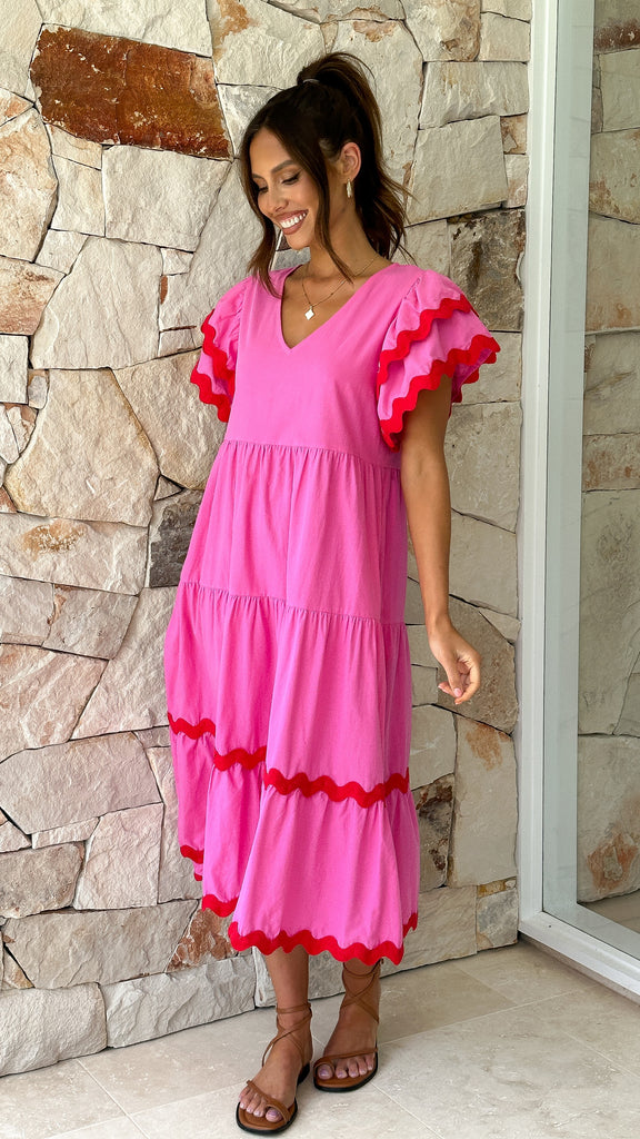 Gloria Midi Dress - Pink