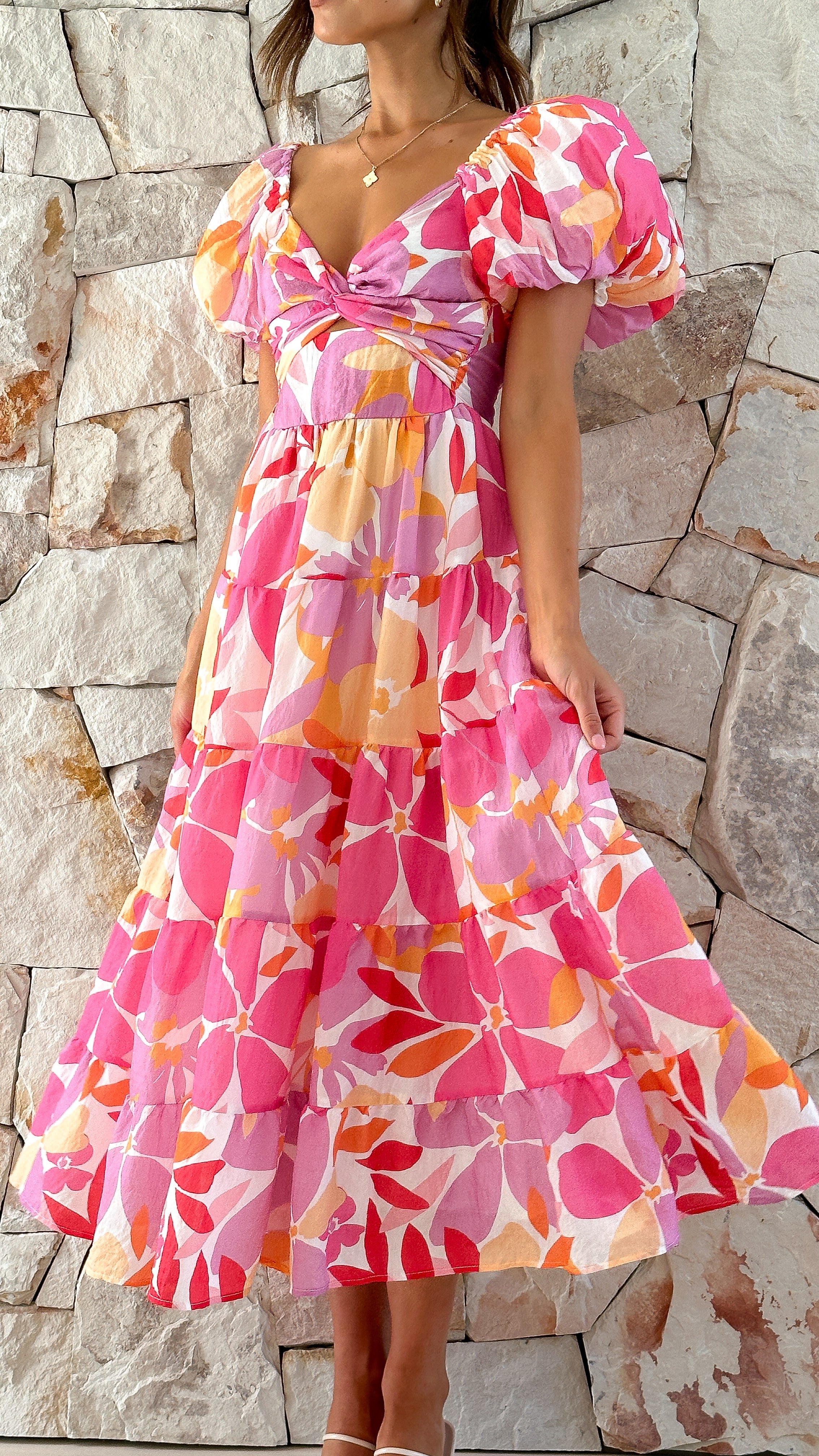Zahrah Maxi Dress - Pink / Lilac Floral - Billy J