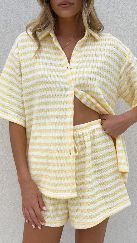 Romi Shirt and Shorts Set - Yellow Stripe - Billy J