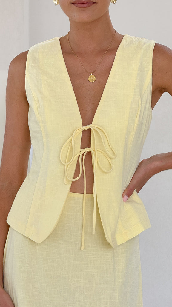 Daria Tie Front Top - Lemon - Billy J