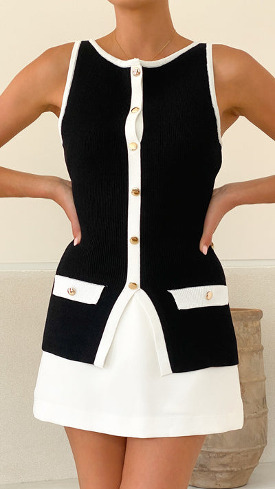 Load image into Gallery viewer, Antoinette Button Up Vest - Black/White - Billy J
