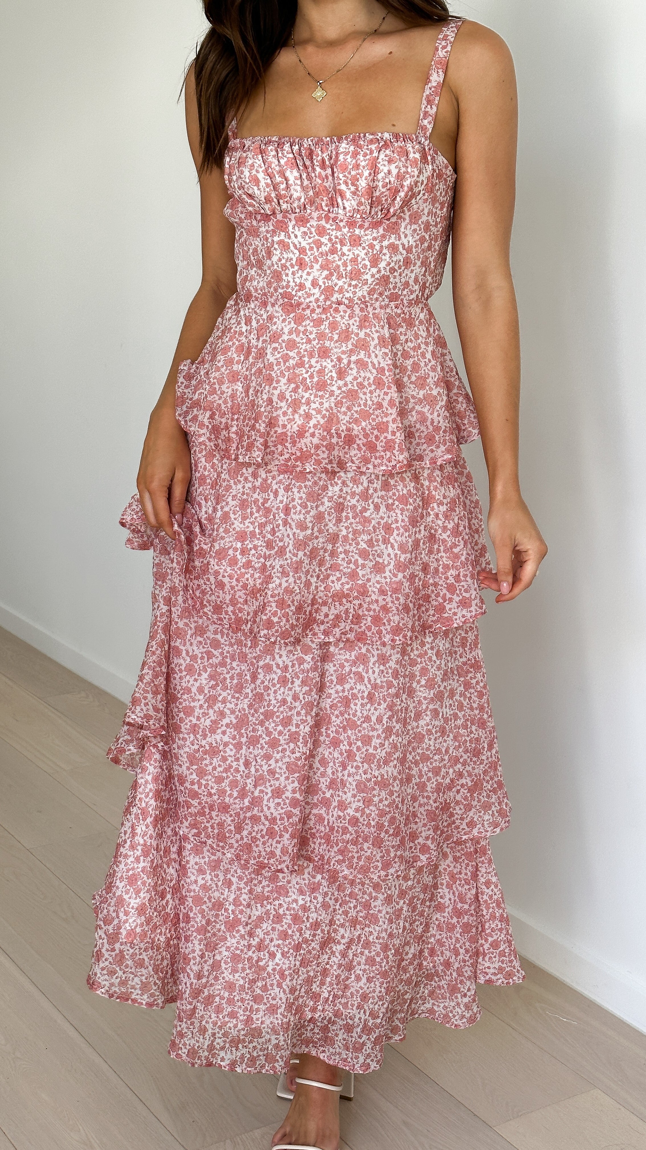 Page Maxi Dress - Pink / White Floral - Billy J