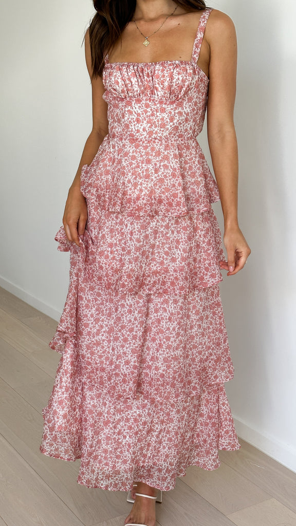 Page Maxi Dress - Pink / White Floral