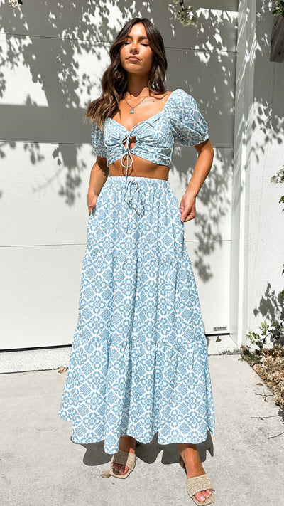 Load image into Gallery viewer, Jasmine Maxi Skirt - Blue Mosaic
