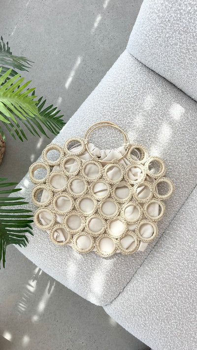 Load image into Gallery viewer, Posie Crochet Rings Bag - Natural - Billy J
