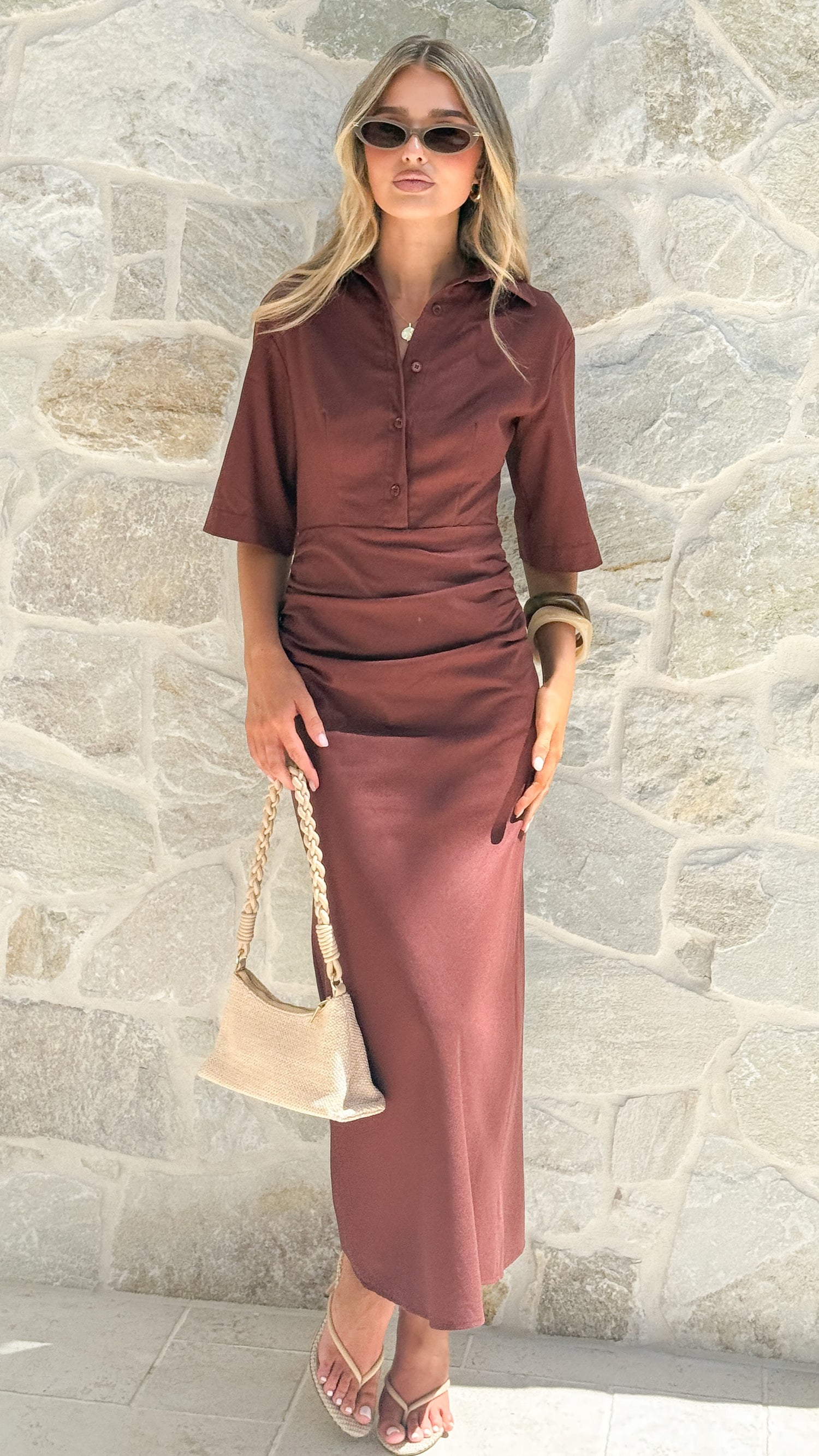 Sydney Maxi Dress - Chocolate - Billy J