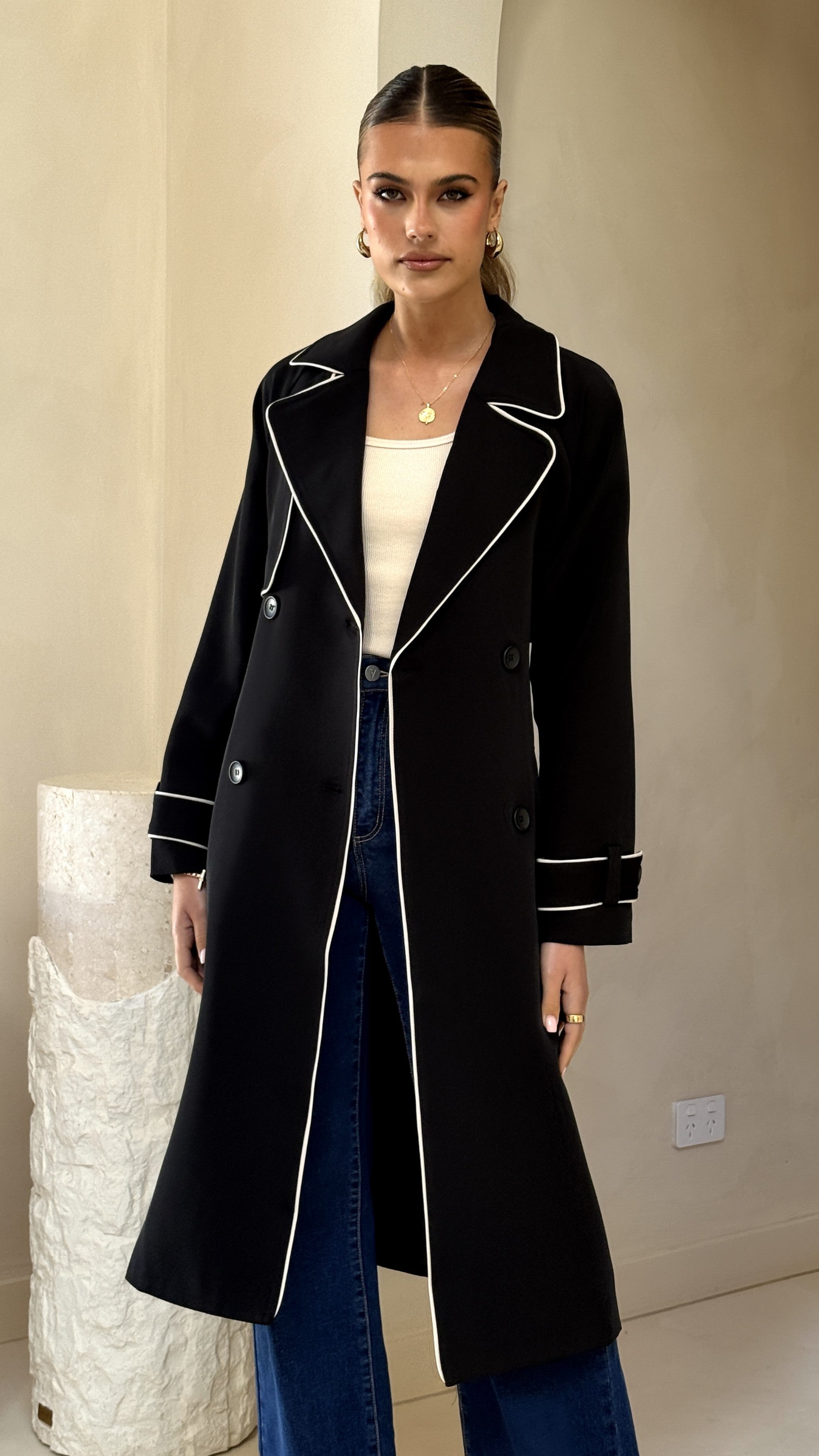Blanca Trench Coat - Black - Billy J