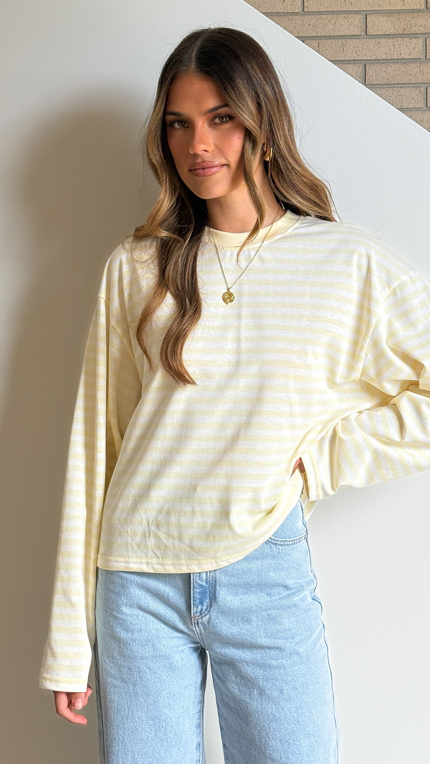 Solana Long Sleeve Top - Yellow Stripe - Billy J