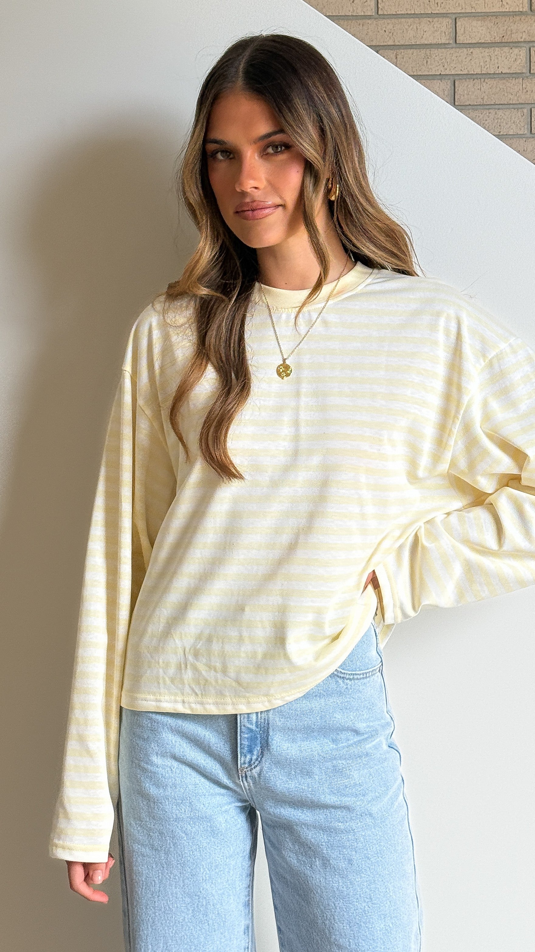 Solana Long Sleeve Top - Yellow Stripe - Billy J