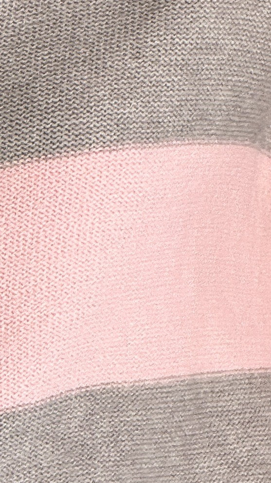 Tyla Zip-Up Sweater - Pink/Grey Stripe - Billy J