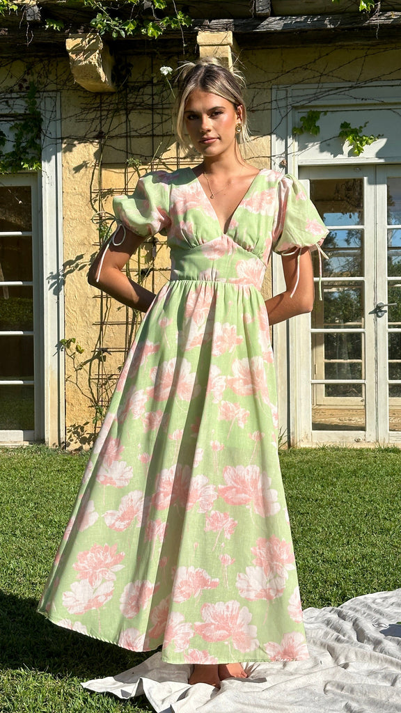 Sarai Maxi Dress - Green Floral - Billy J