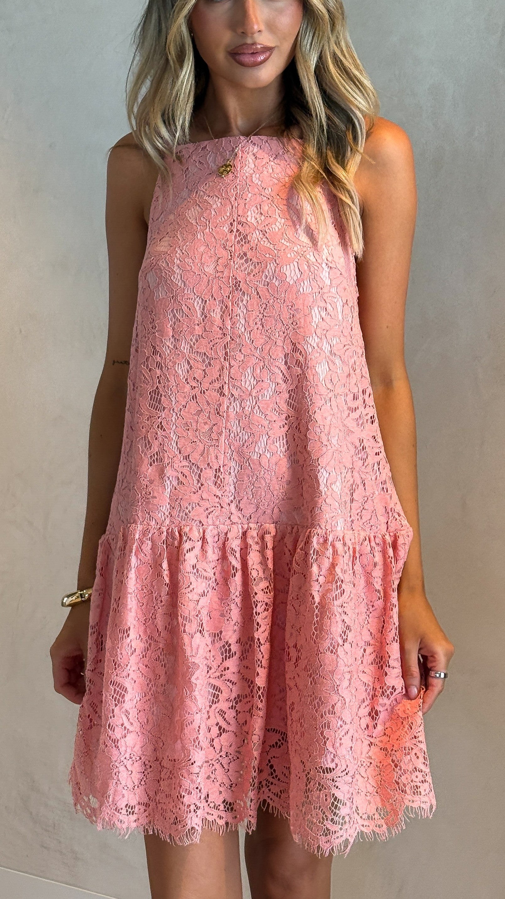 Yvette Mini Dress - Blush - Billy J
