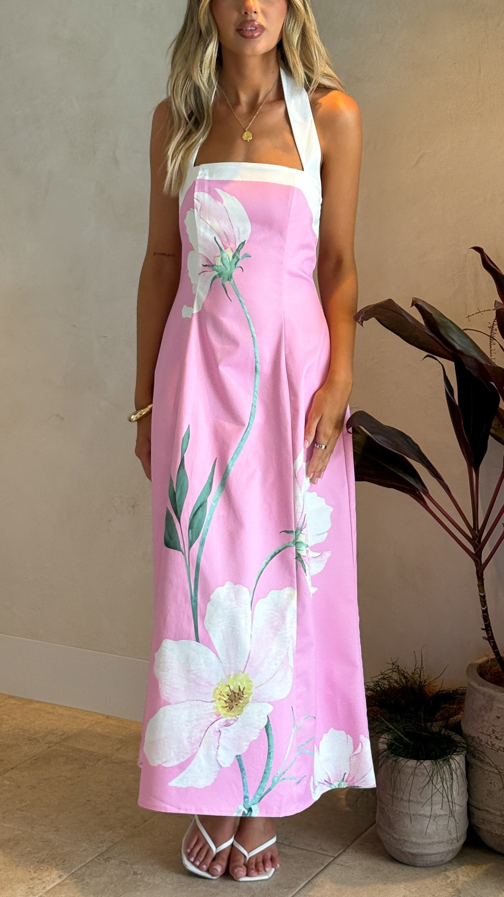 Tayla Maxi Dress - Pink Floral - Billy J