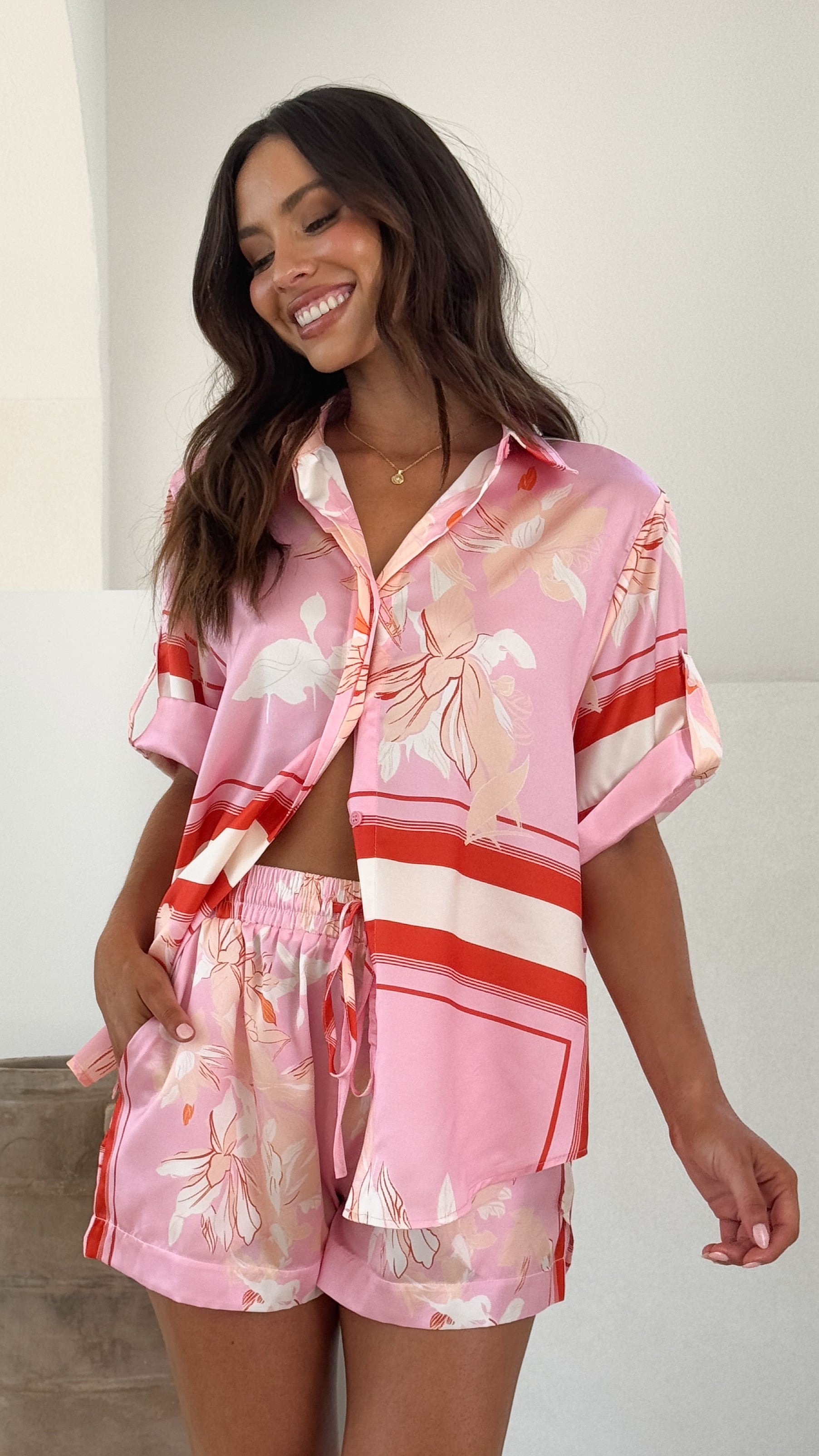 Alma Shorts - Pink/White Print - Billy J