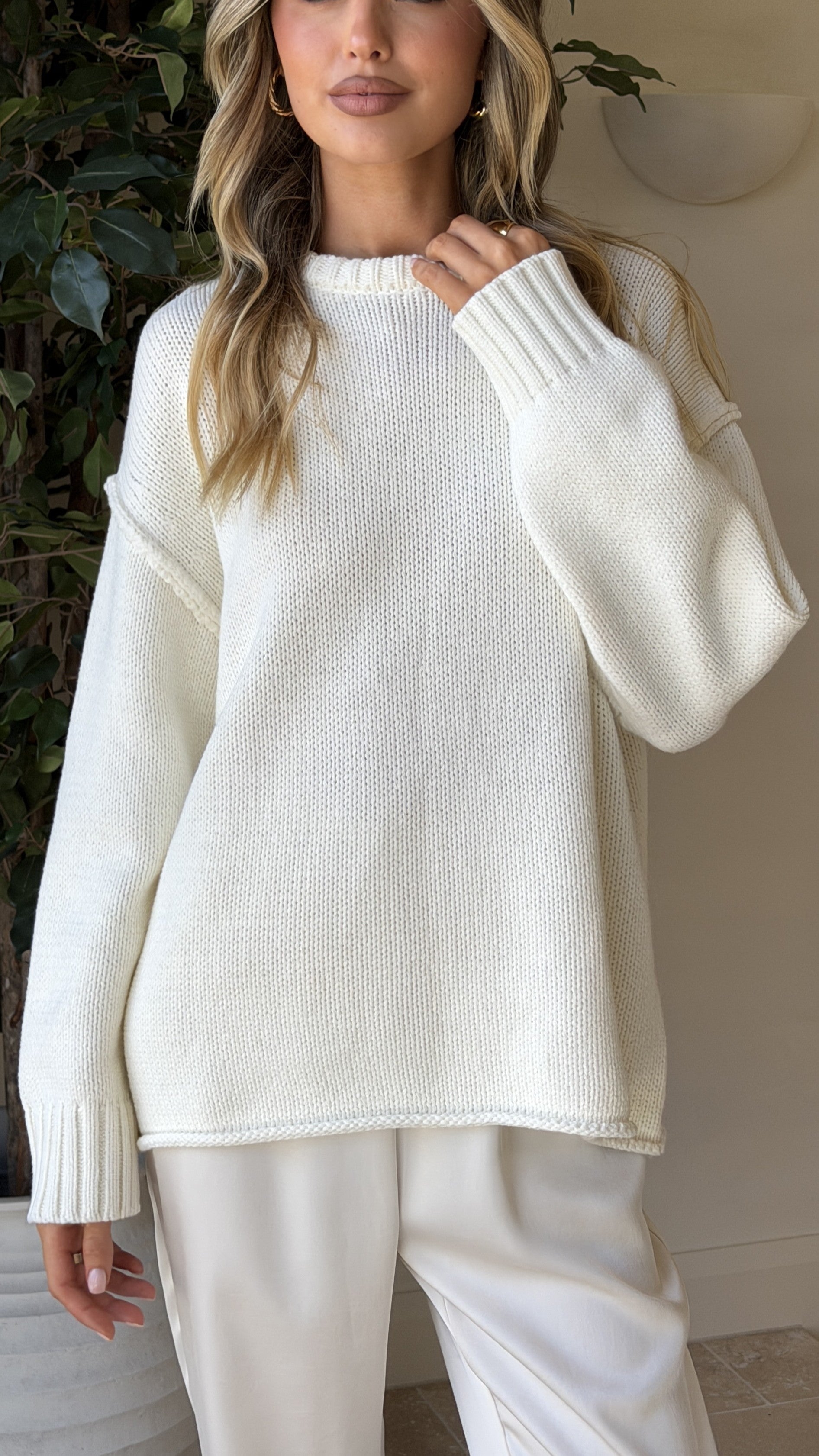 Hayden Knit Jumper - White - Billy J