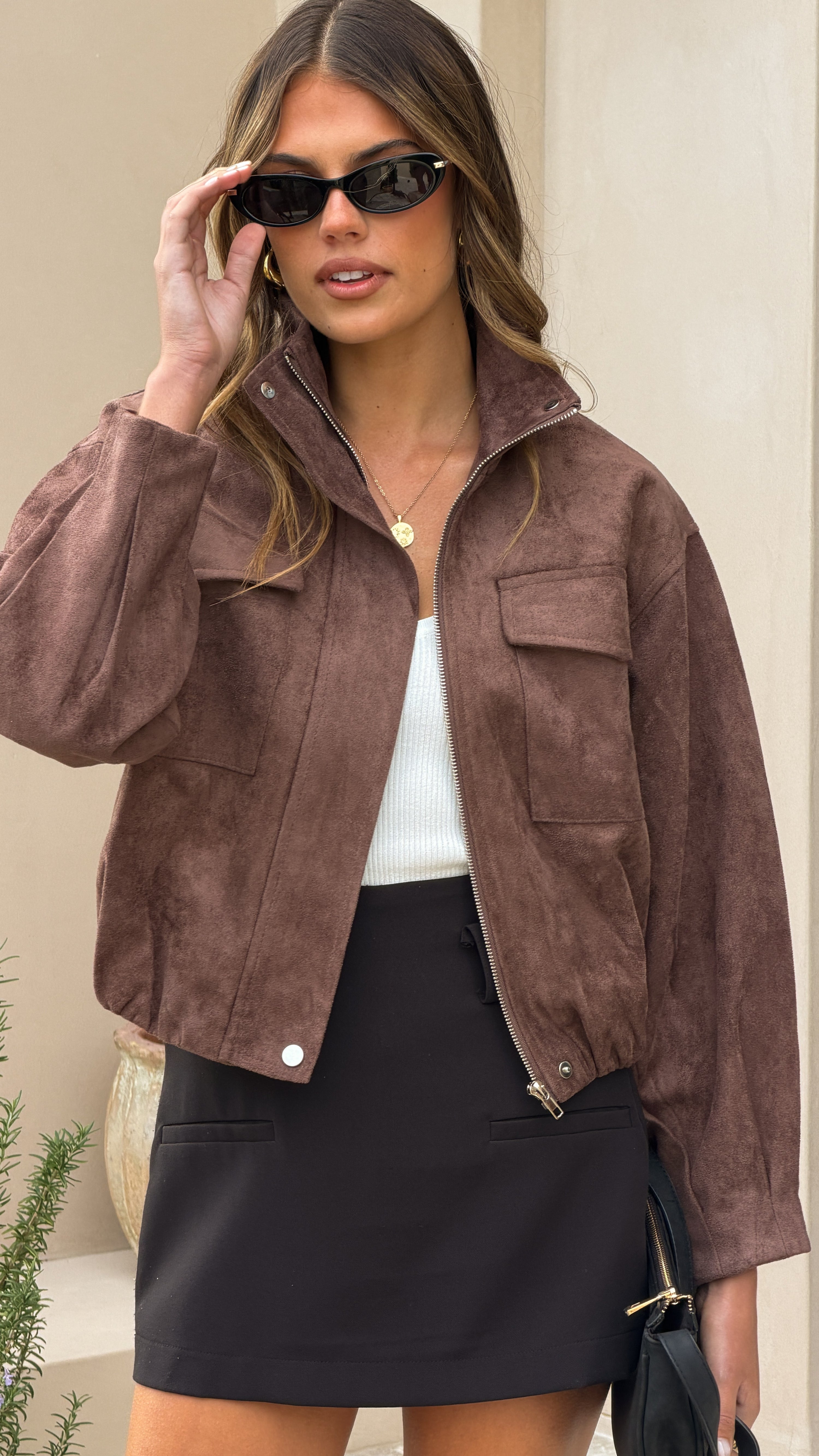Josh Funnel Neck Jacket - Chocolate - Billy J