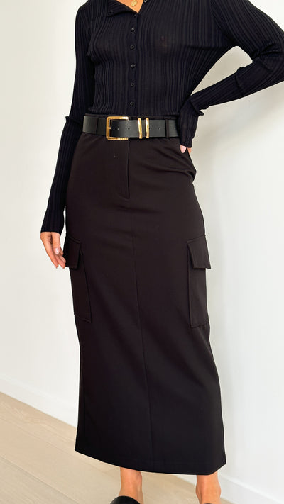 Load image into Gallery viewer, Macy Maxi Skirt - Black - Billy J
