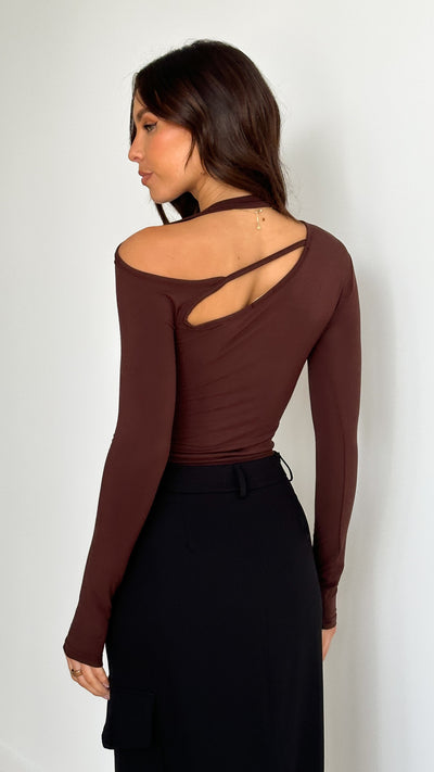 Load image into Gallery viewer, Constance Long Sleeve Top - Chocolate - Billy J
