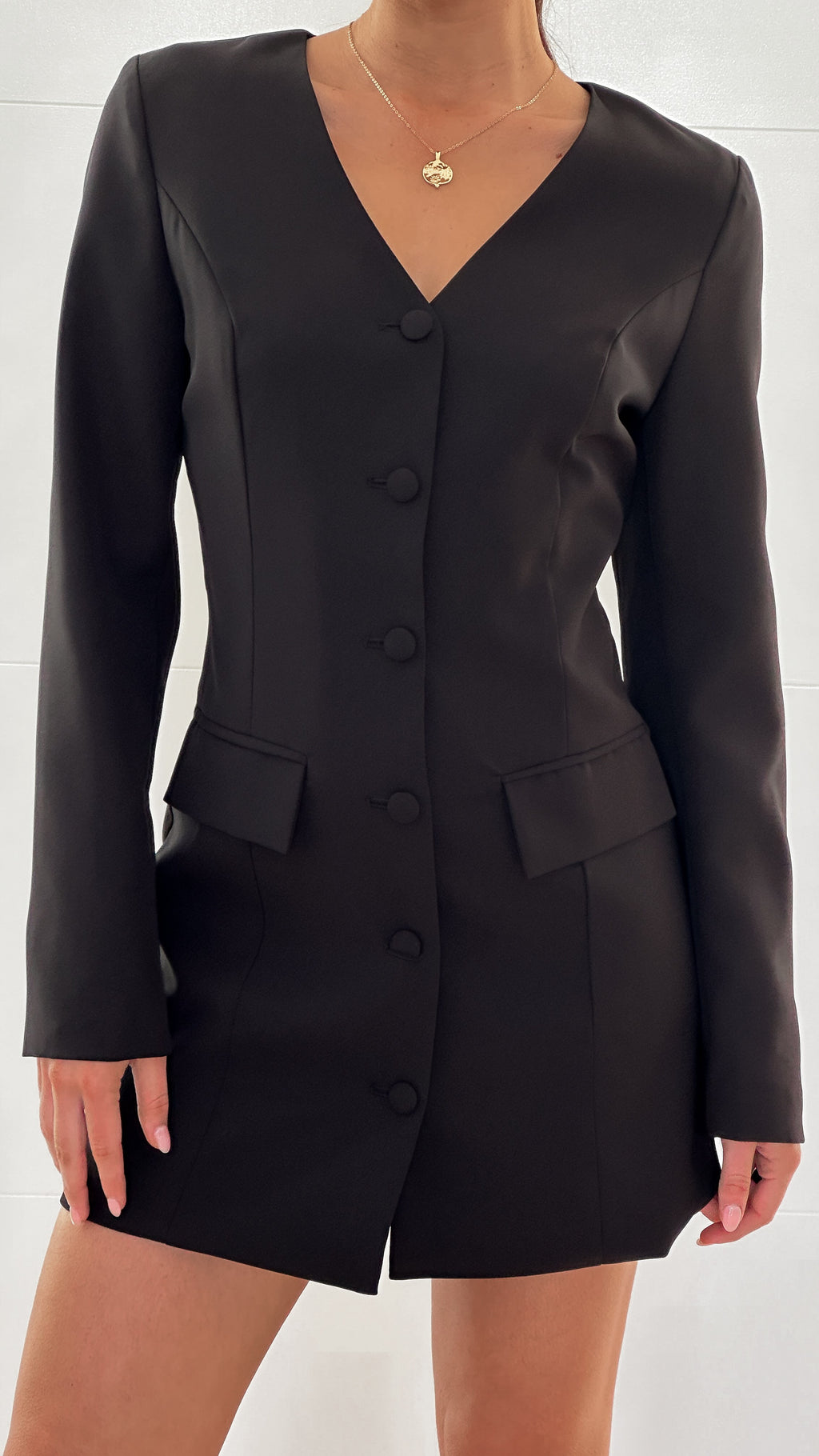 Madelaine Long Sleeve Mini Dress - Black