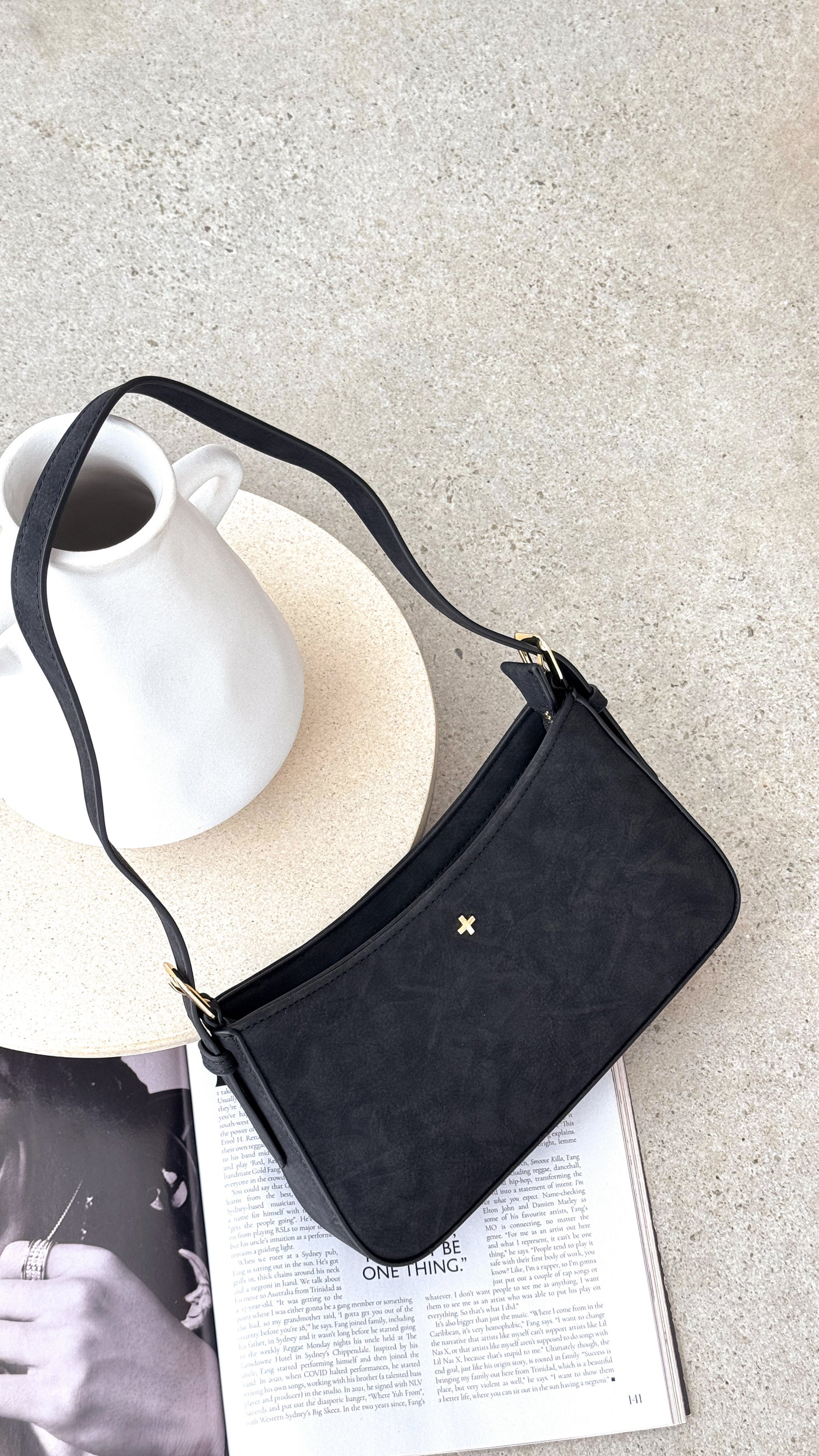 Lilu Shoulder Bag - Black Suede - Billy J