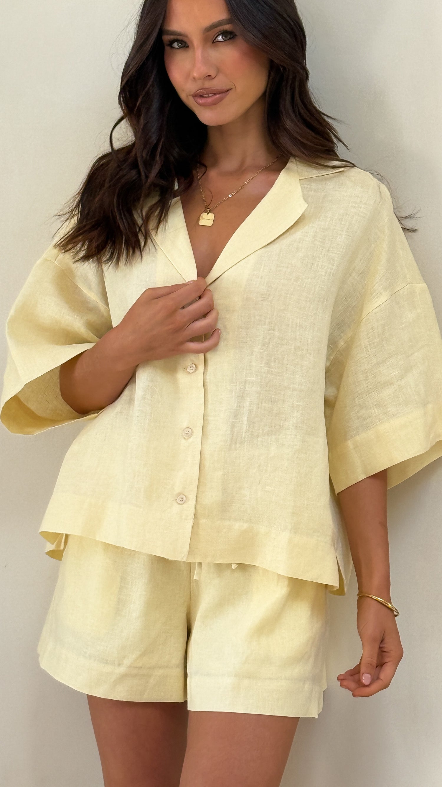Luna Button Up Shirt - Yellow - Billy J