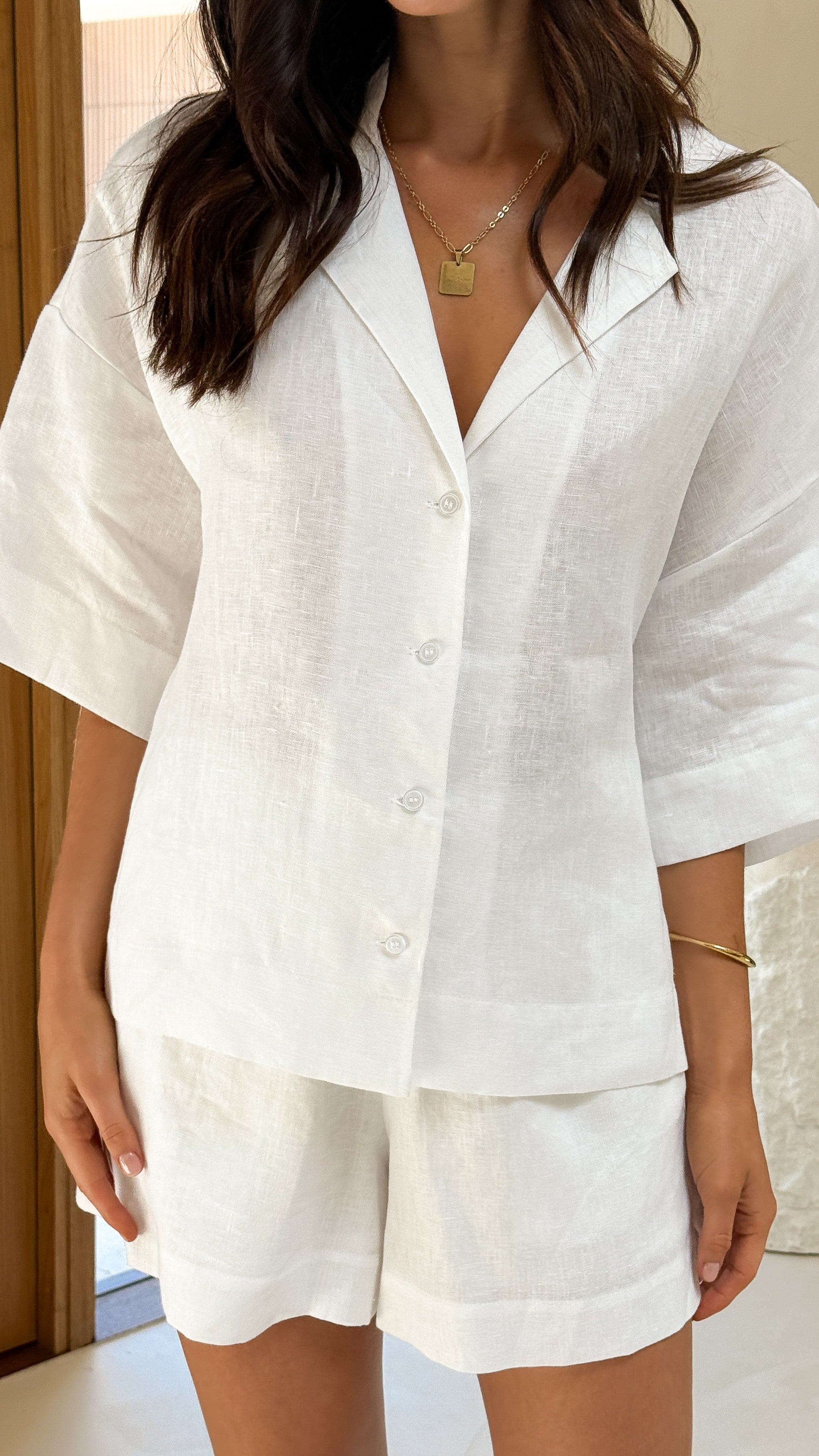 Luna Button Up Shirt - White - Billy J