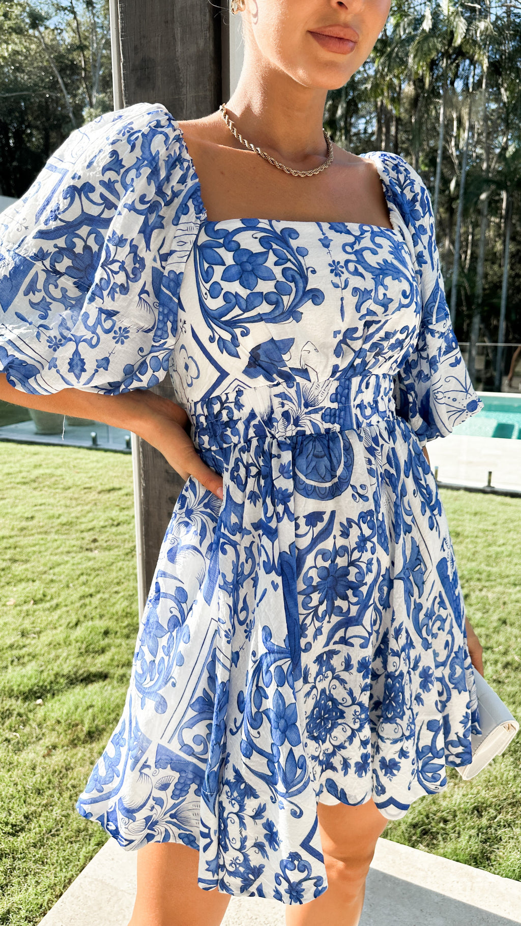 Abay Mini Dress - Blue Print