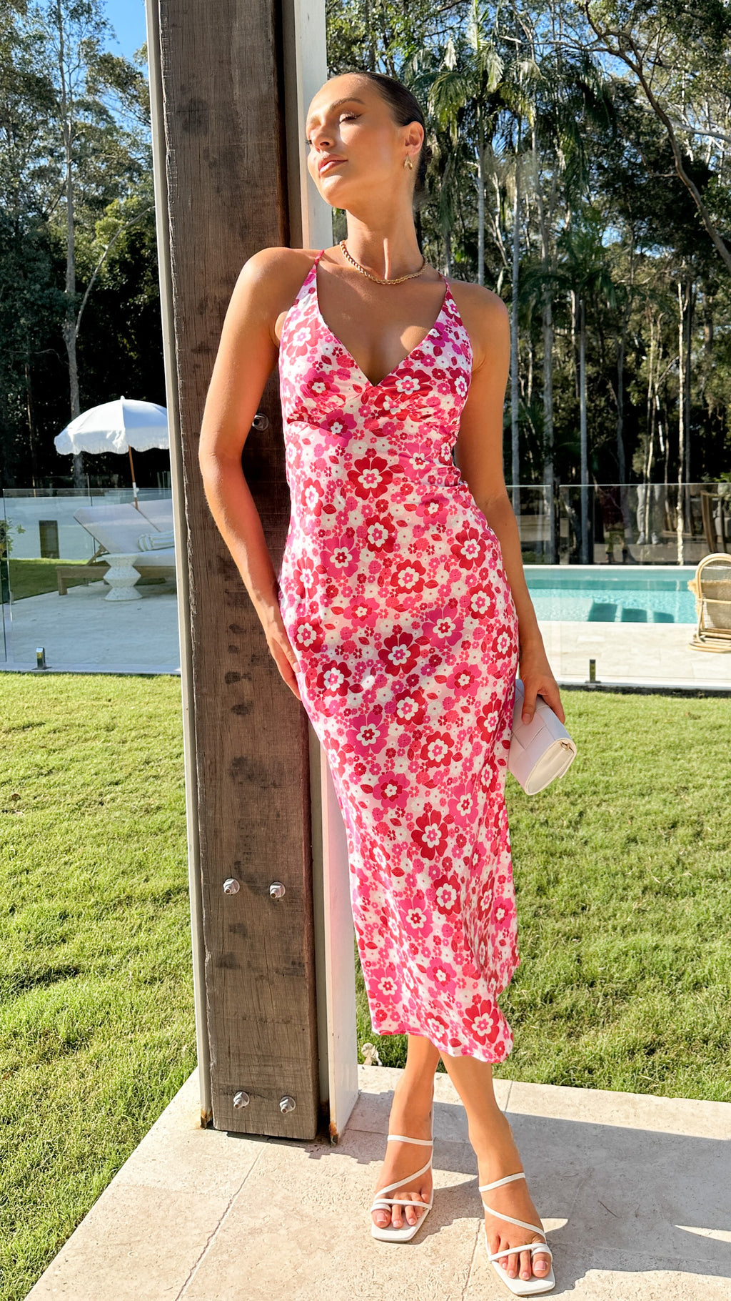 Marjie Midi Dress - Pink Floral