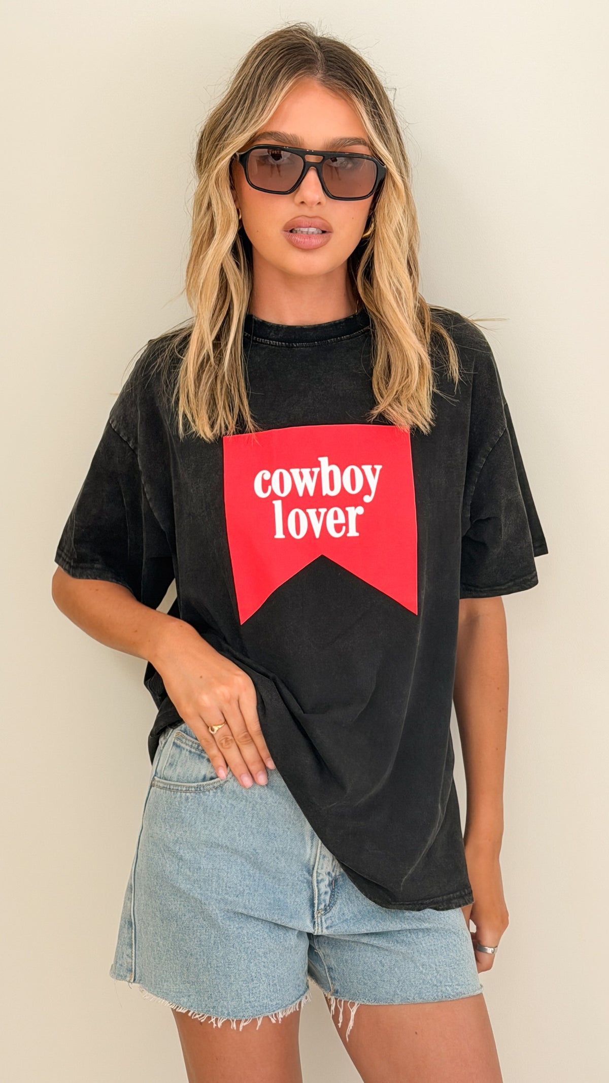 Cowboy Lover Oversized T-Shirt - Black - Billy J
