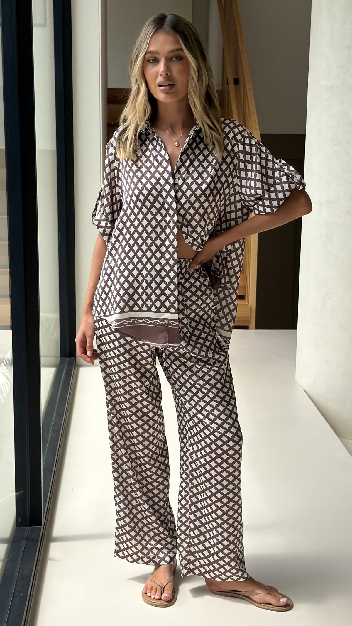Valene Pants - Chocolate/White Check - Billy J