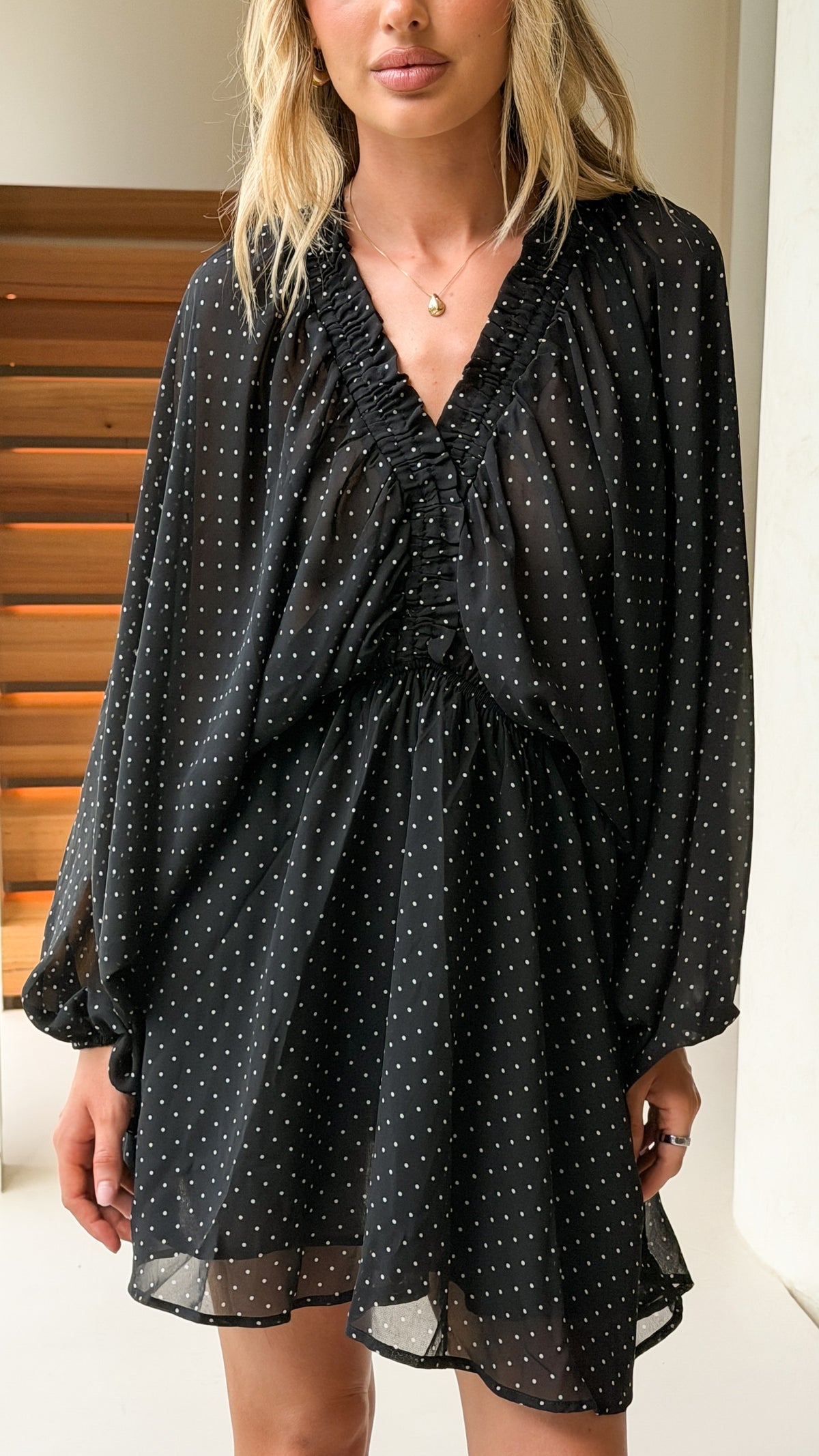 Marzie Mini Dress - Black Polka - Billy J