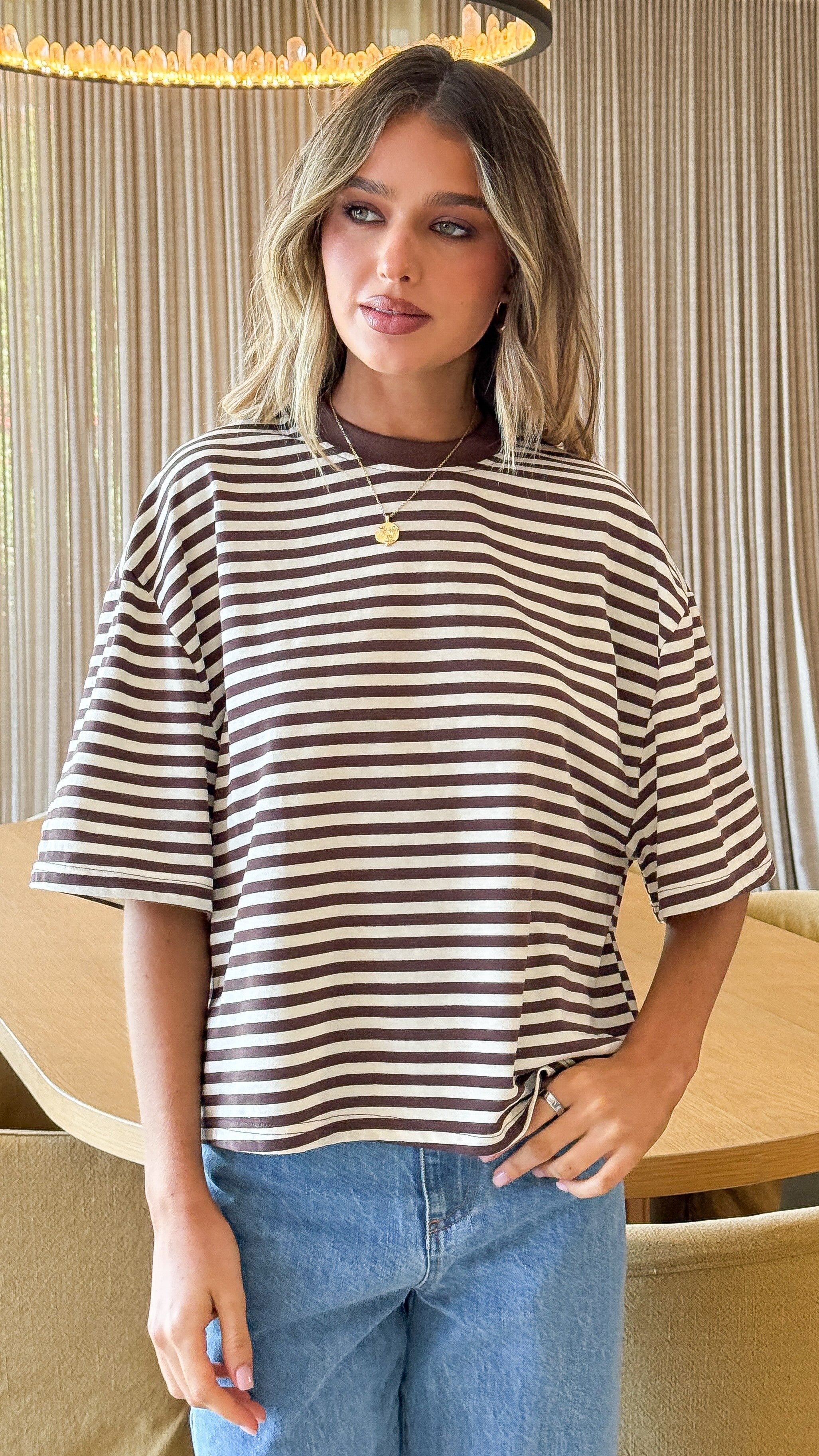 Paige Tee - Chocolate Stripe - Billy J