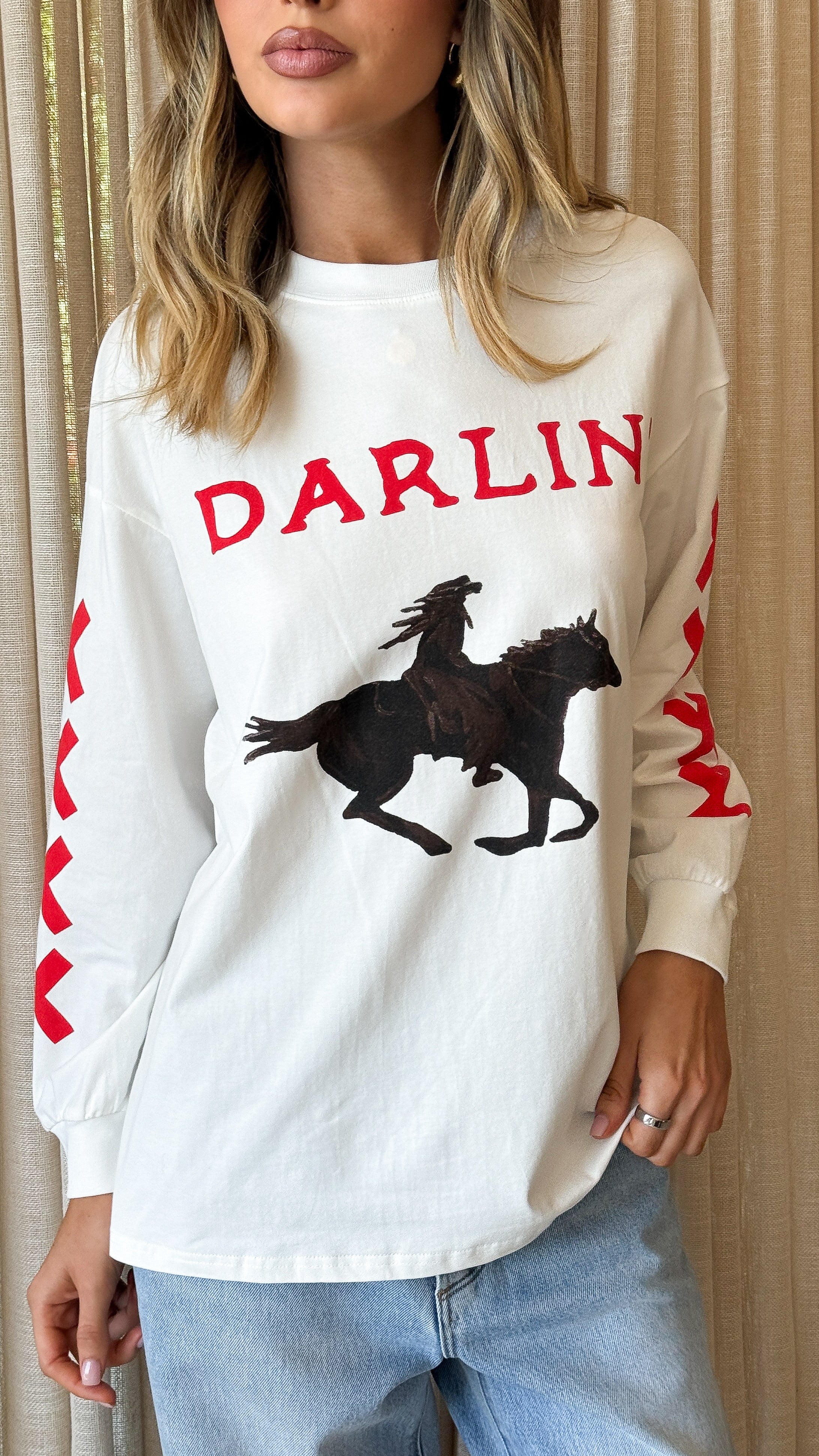 Darlin Long Sleeve T-Shirt - White - Billy J