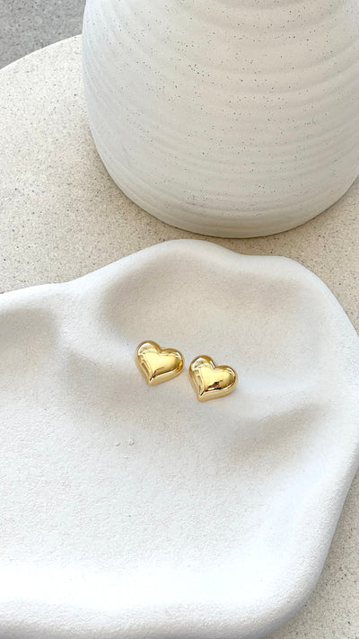 Load image into Gallery viewer, Neve Heart Earrings - Gold - Billy J
