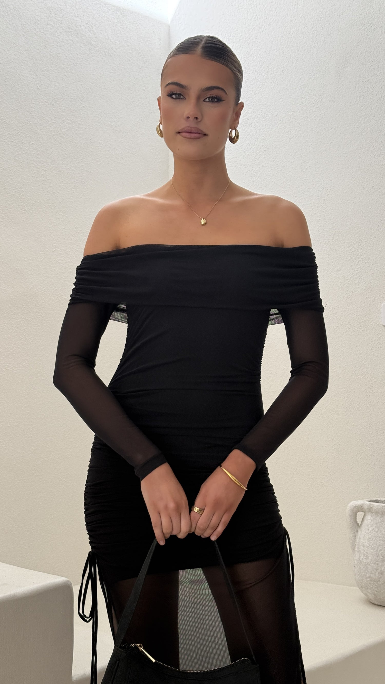 Isadora Off Shoulder Maxi Dress - Black - Billy J