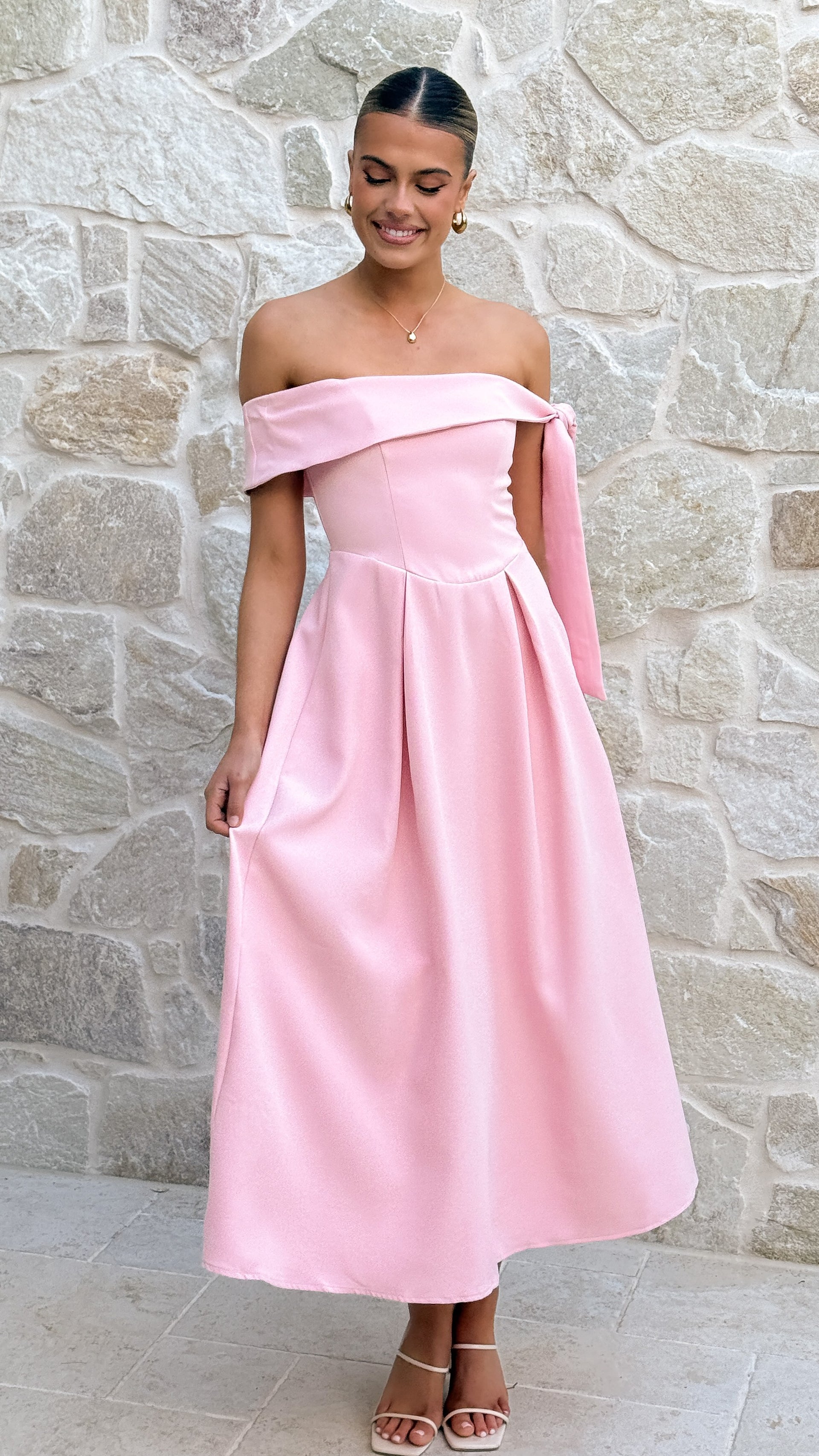bentley midi dress Bentley Off Shoulder Midi Dress - Pink - Buy Women's Dresses