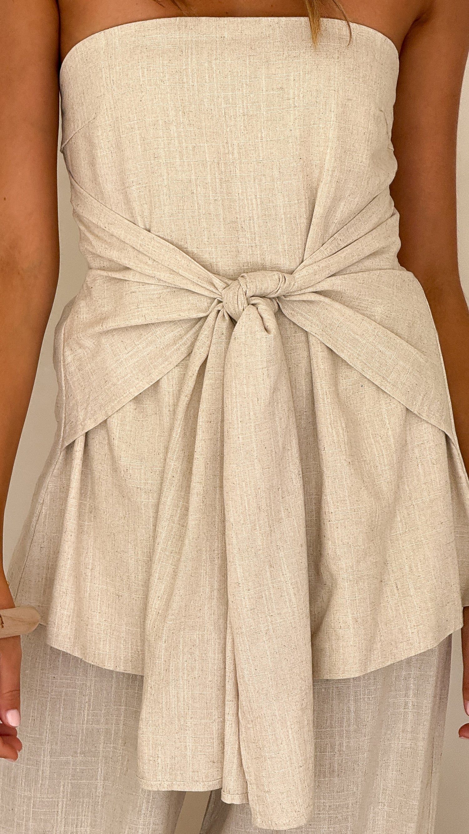 Talia Strapless Top and Pants Set - Oatmeal - Billy J