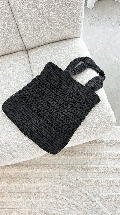 Load image into Gallery viewer, Keely Flat Crochet Tote - Black
