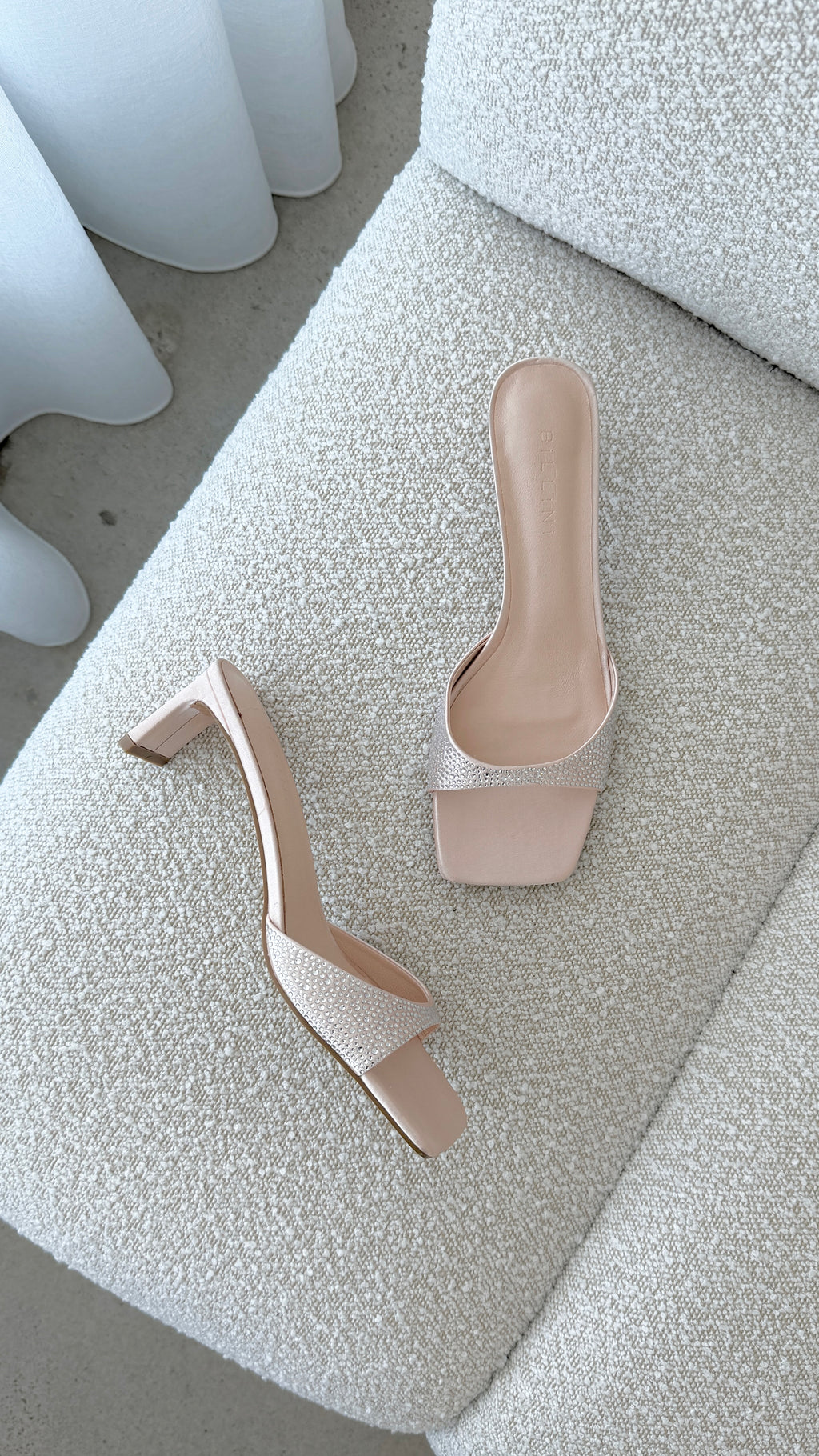 Yiri Heels - Champagne Satin Diamante - Billy J