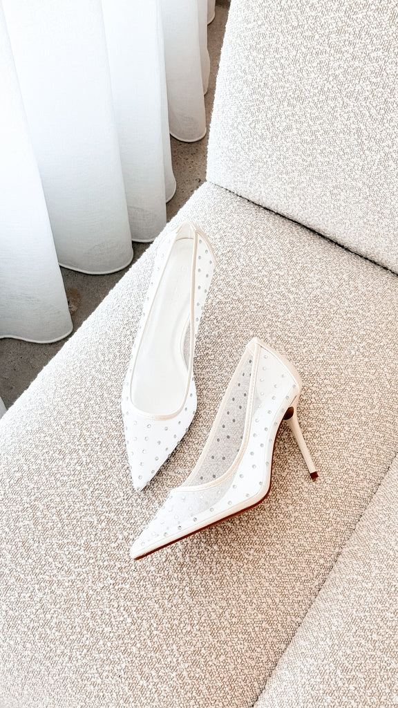 Lee Heels - White Mesh Diamante - Billy J