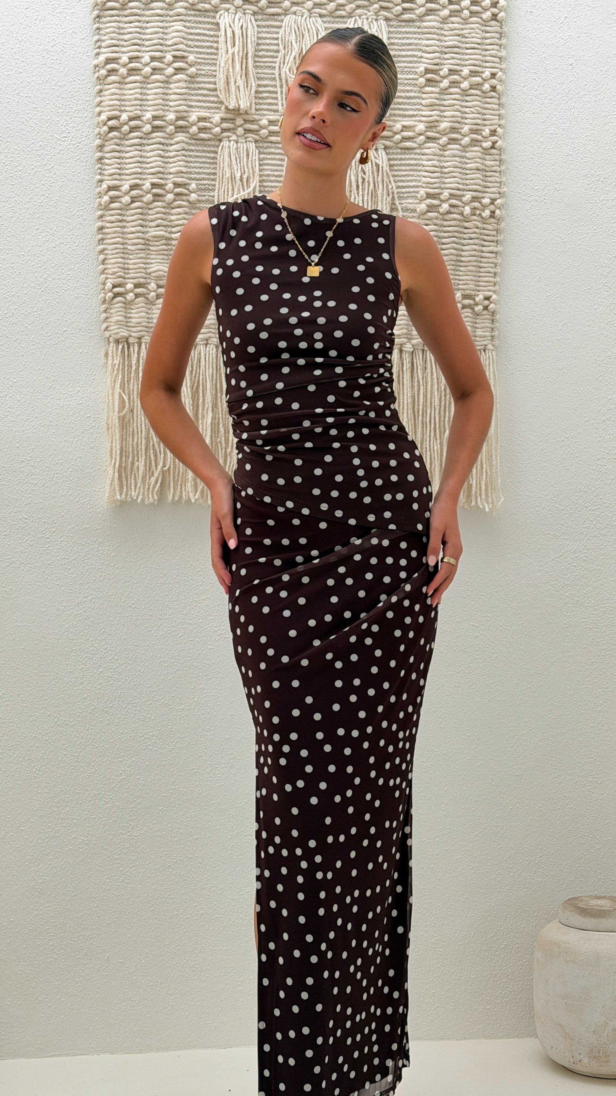 Janika Maxi Skirt - Chocolate/White Polka Dot - Billy J